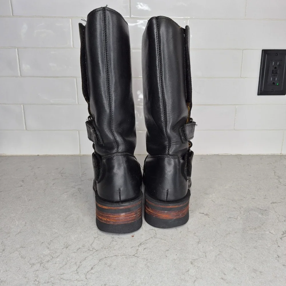 Guide‎ Gear Motorcycle Boots Leather Biker Buckle 8M Black Mens